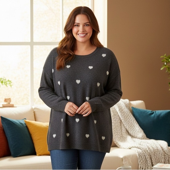 Cynthia Rowley Sweaters - Cynthia Rowley sweater hearts soft wool blend sweater XL